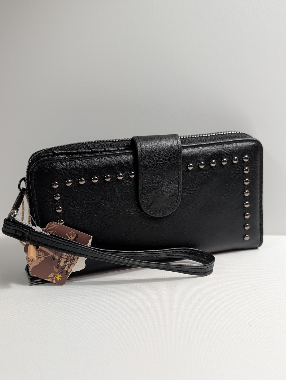 Source Unknown Black Studded Wristlet Clutch